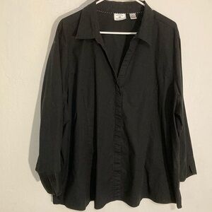 🌈 3X cotton blend shaped black blouse from Lee Riders